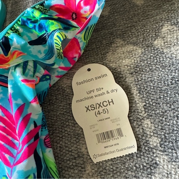 NWT Wonder Nation One Piece Swimsuit Tropical Print XS 4/5 - Picture 2 of 4